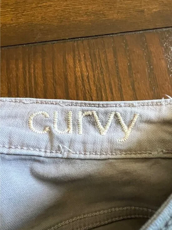 Slink Curvy Jeans Gray Skinny Distressed Ripped Knee Stretch High Rise Jegging14 - Picture 6 of 9